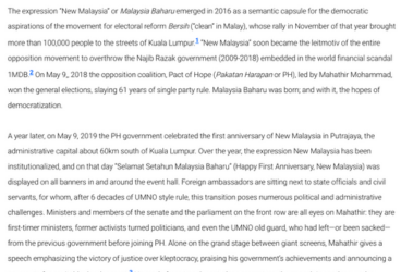 Truce and Tales in New Malaysia: Happy First Anniversary | The ASAN Forum, Vol 7 (4), June 2019